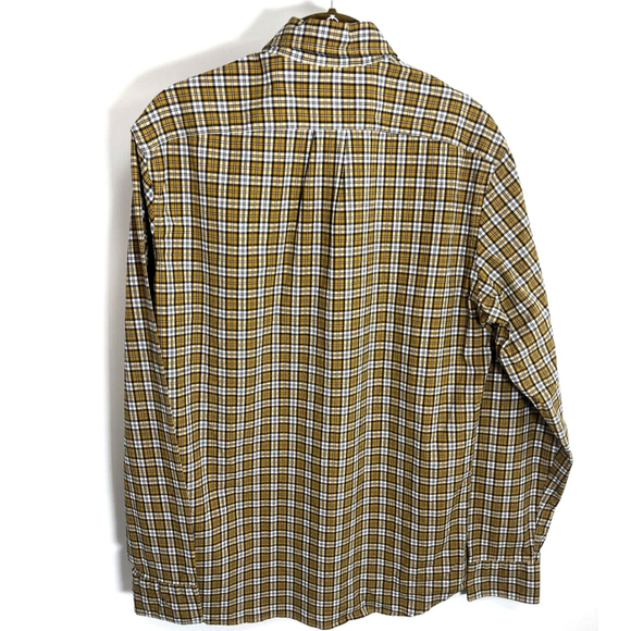 New J. Crew Mens Slim Button Down Shirt Size M Yellow Navy Blue Long Sleeve - Picture 2 of 14